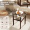 Transparent-Brown Tempered Glass 2-Tier Coffee Table with Rubber Wood Frame